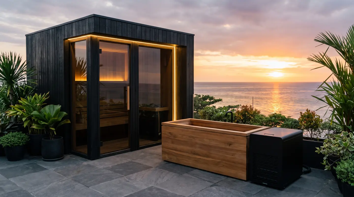 Sauna dan ice bath kayu jati terpasang di Tanjung Bunga dan CPI, Makassar