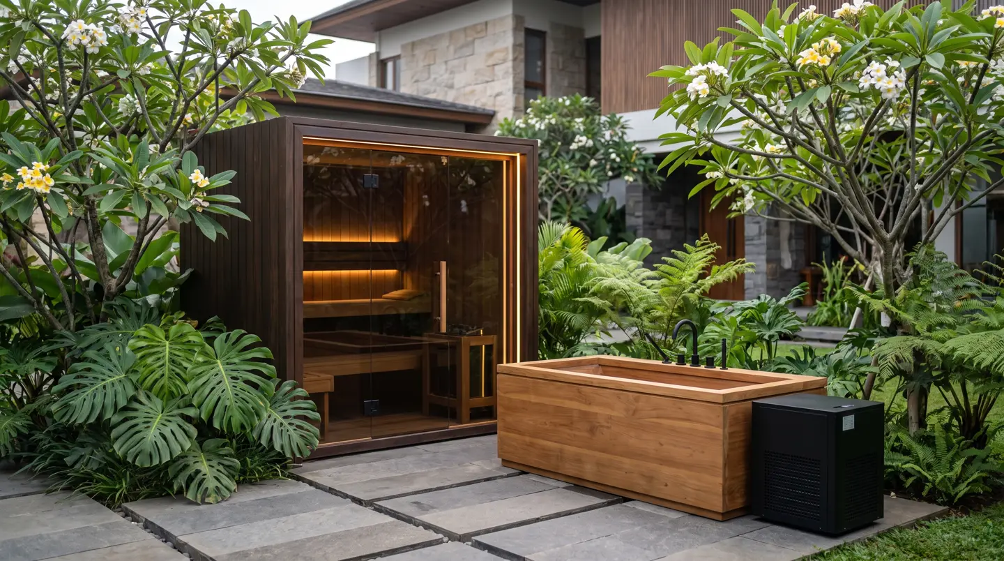Sauna dan ice bath kayu jati terpasang di Panakkukang dan Hertasning, Makassar