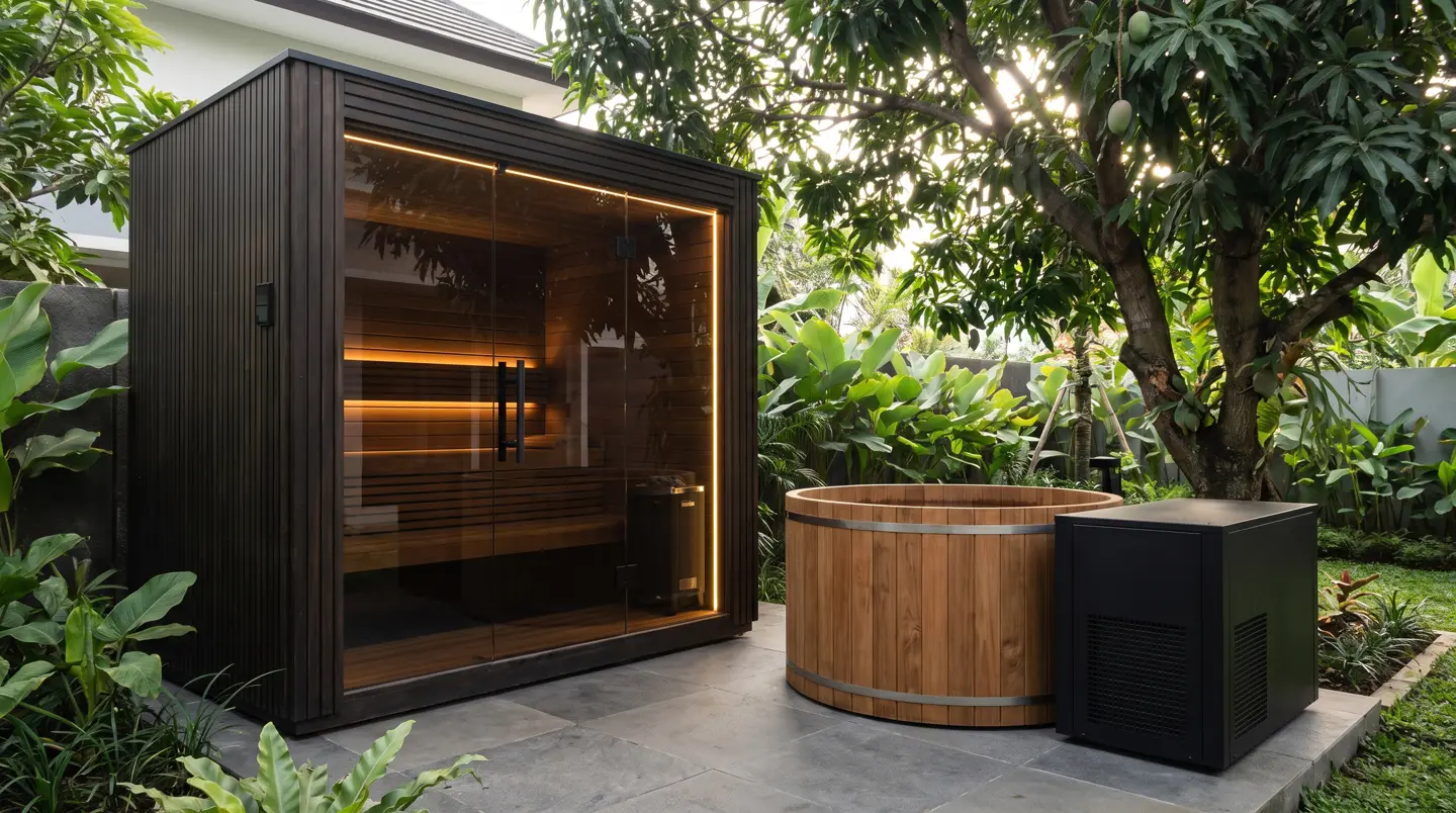 Sauna dan ice bath kayu jati terpasang di Gowa, Samata dan Malino, Makassar
